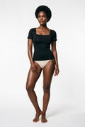 The Square-Neck Tee in black, front view, full length