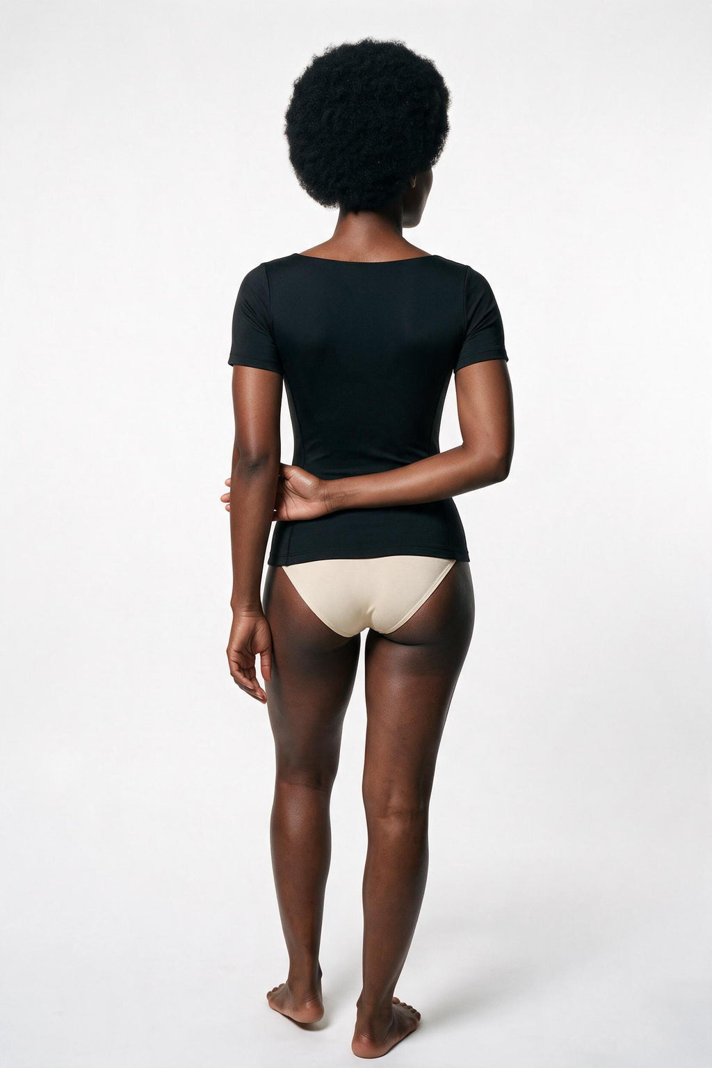 The Square-Neck Tee in black, back view