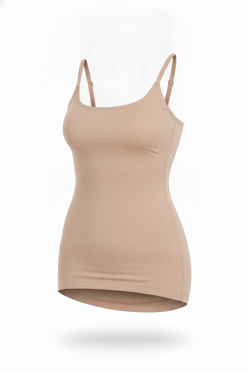 The Scoop Cami in nude, shown on an invisible form