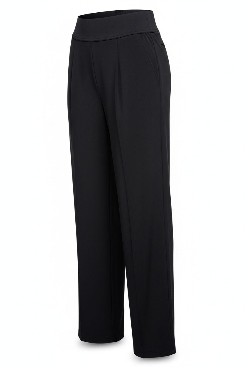 The Wide-Leg Trouser in black, shown on an invisible form