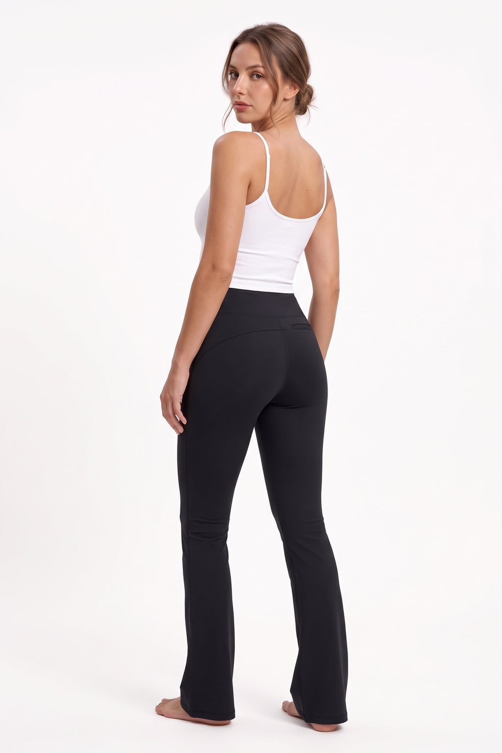 The Flare Legging in black, back view