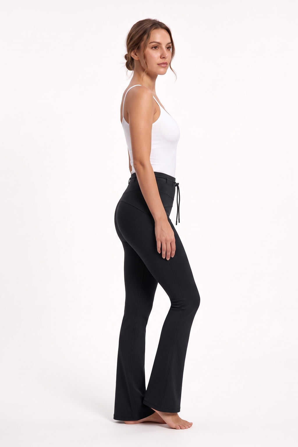 The Flare Legging in black, side view