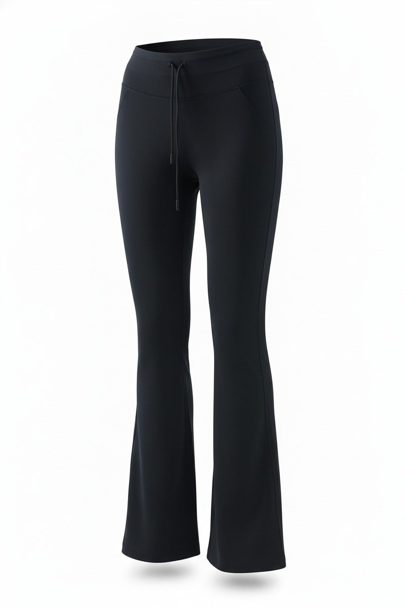 The Flare Legging in black, shown on an invisible form
