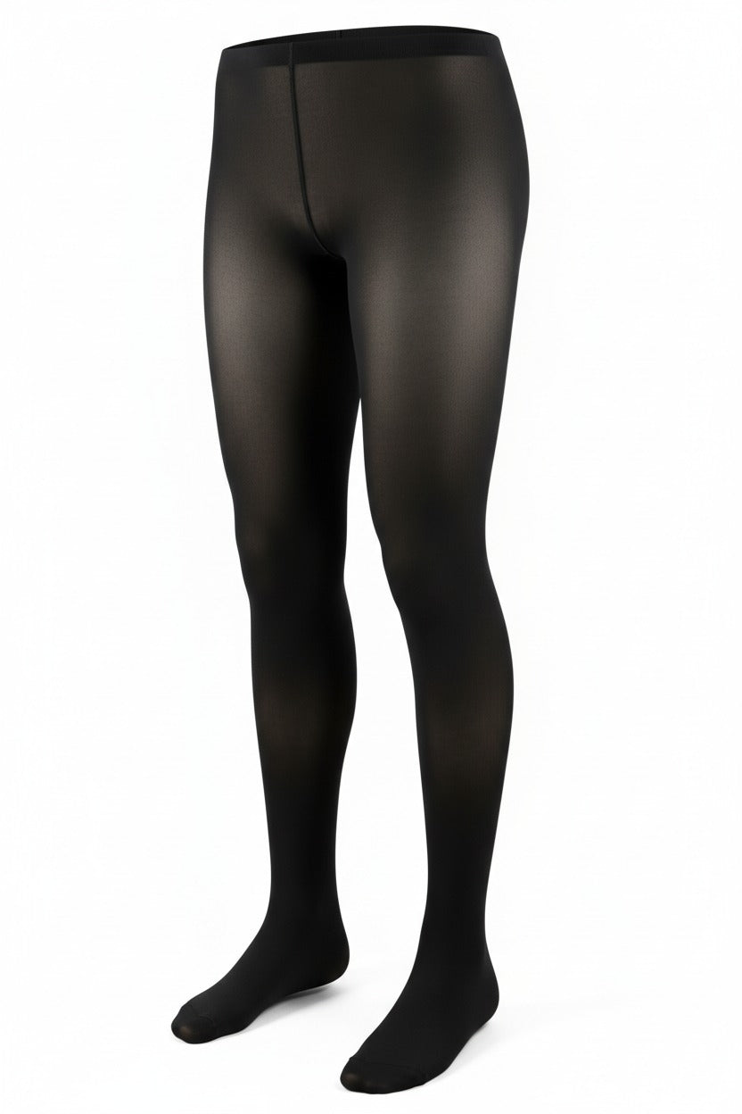 The Fleece-Lined Sheer Tights in black, shown on an invisible form