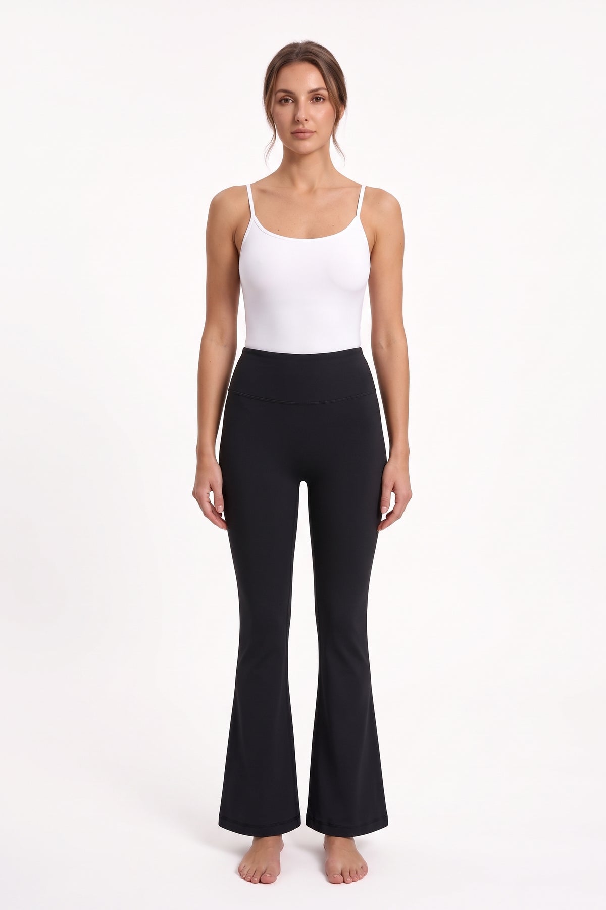 The Smooth Flare Legging in black, front view