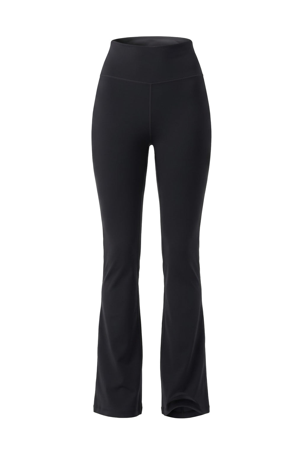 The Contour Flare Legging in black, shown on an invisible form
